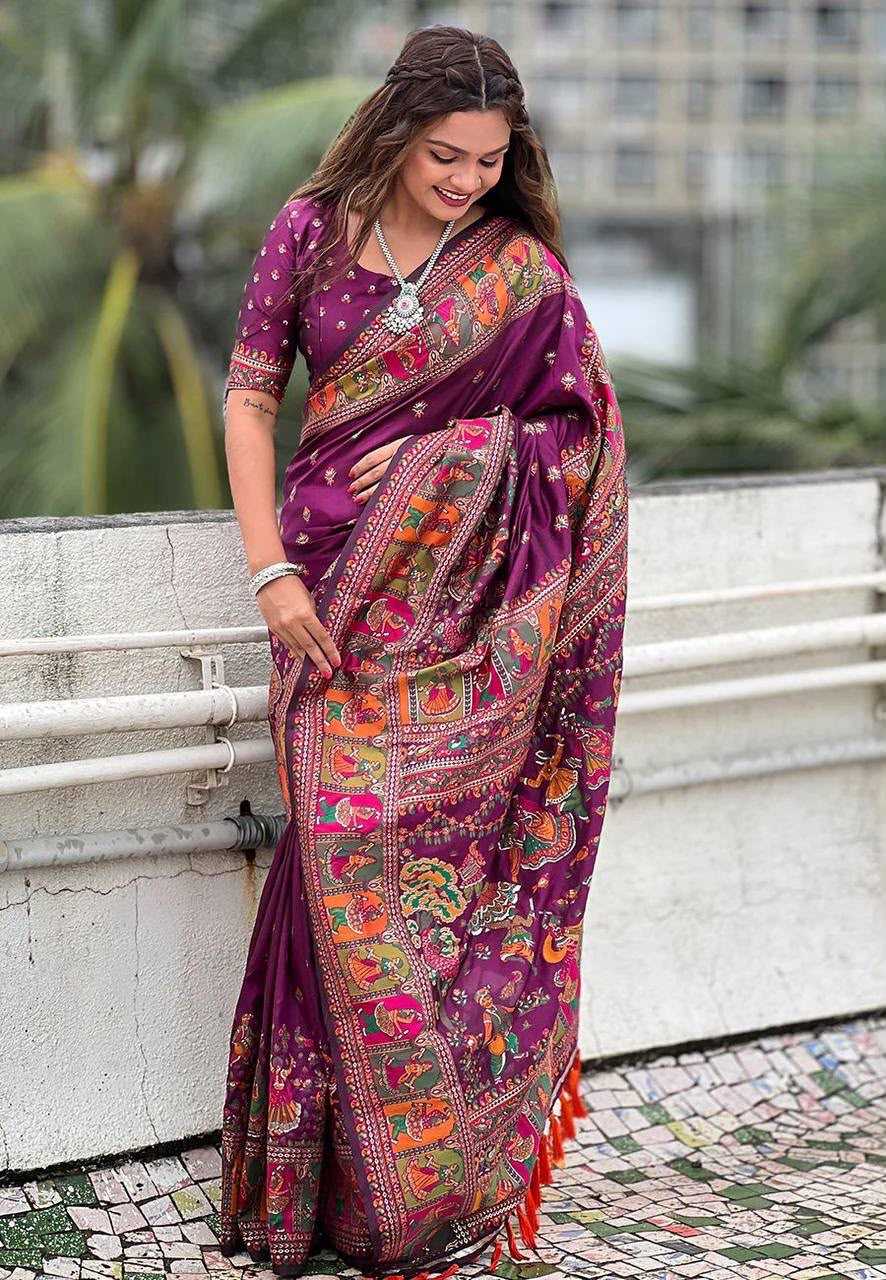 Pashmina Designer Saree in Pink