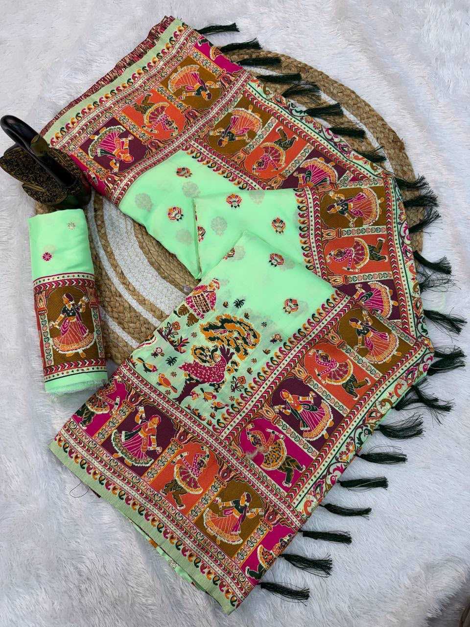 Pashmina Designer Saree in Pink