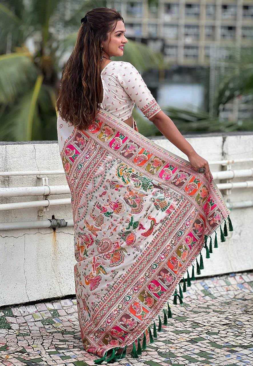 Pashmina Designer Saree in Pink