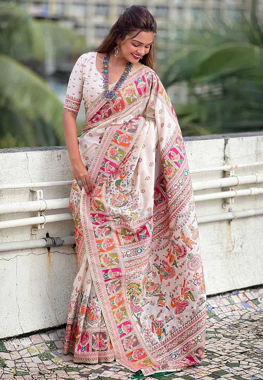 Pashmina Designer Saree in Pink