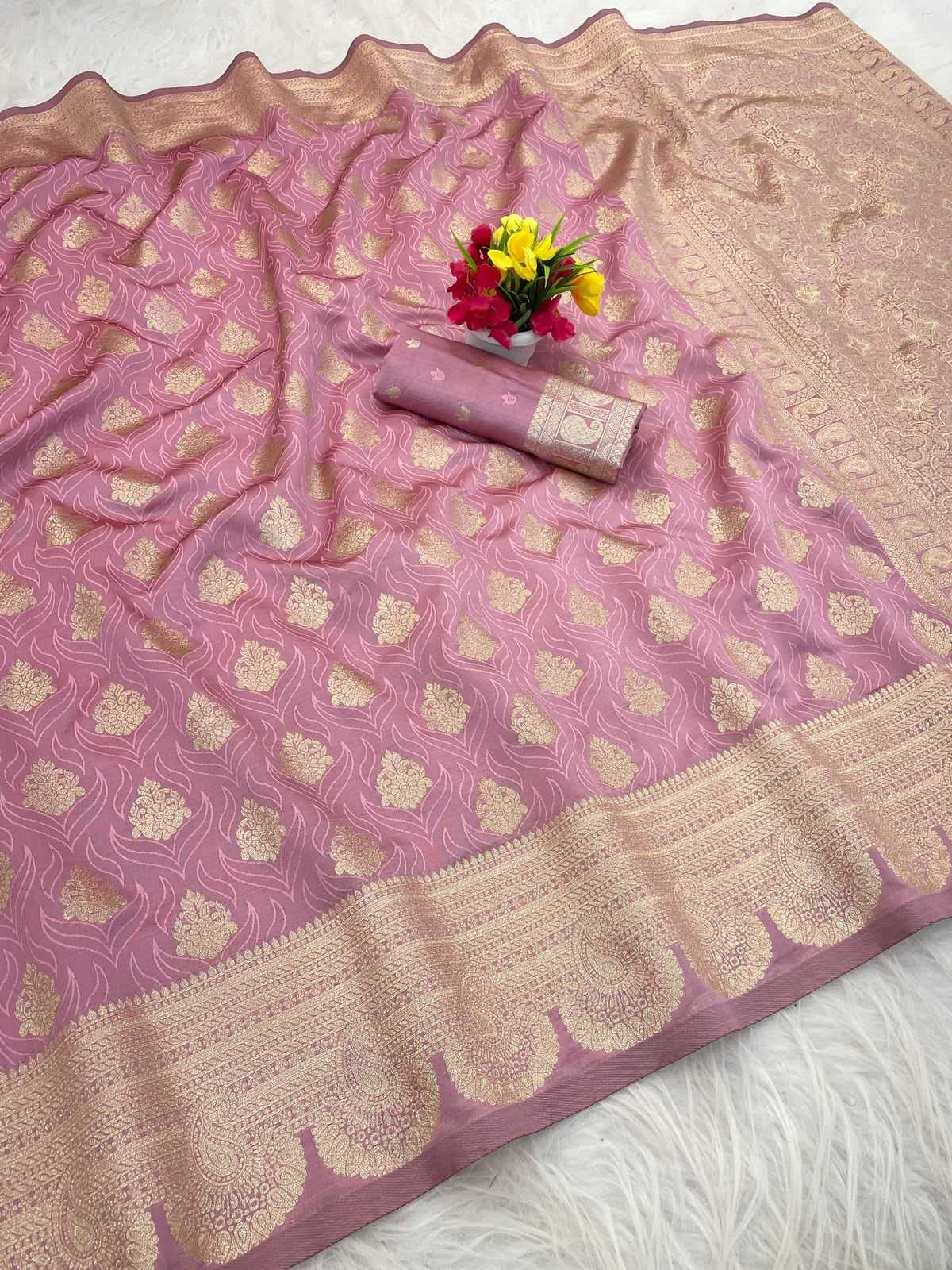 Banarasi Soft Silk Saree in Sky