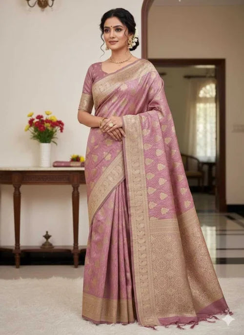 Banarasi Soft Silk Saree in Pink