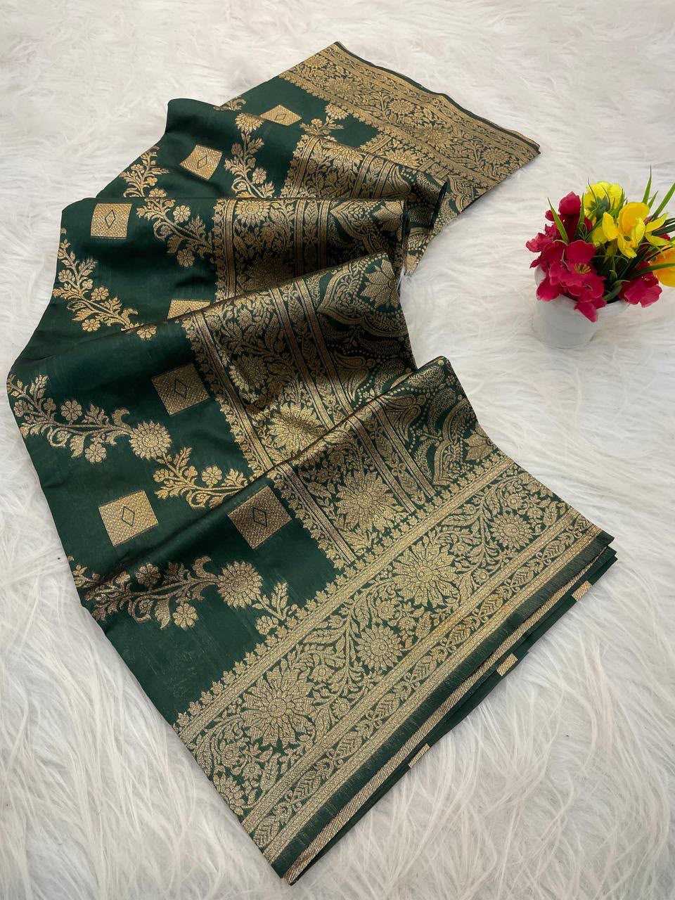 Banarasi Soft Silk Saree in Navy Blue
