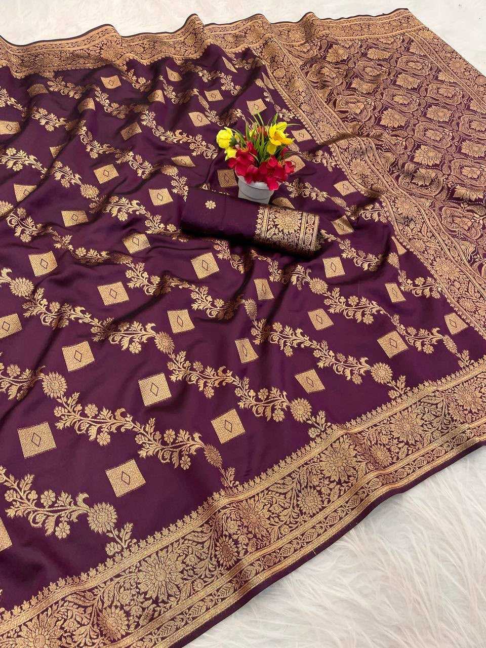 Banarasi Soft Silk Saree in Navy Blue