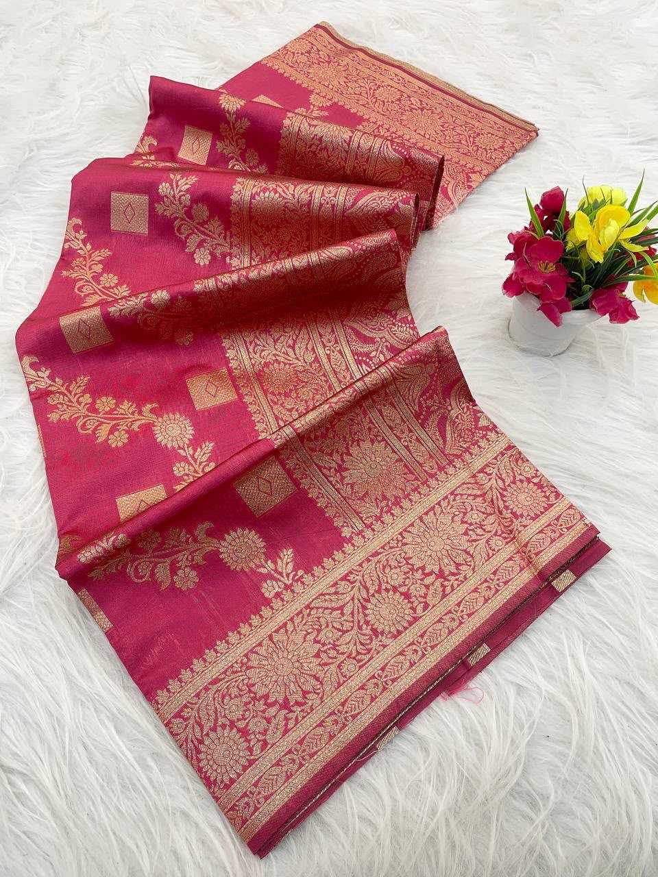 Banarasi Soft Silk Saree in Navy Blue