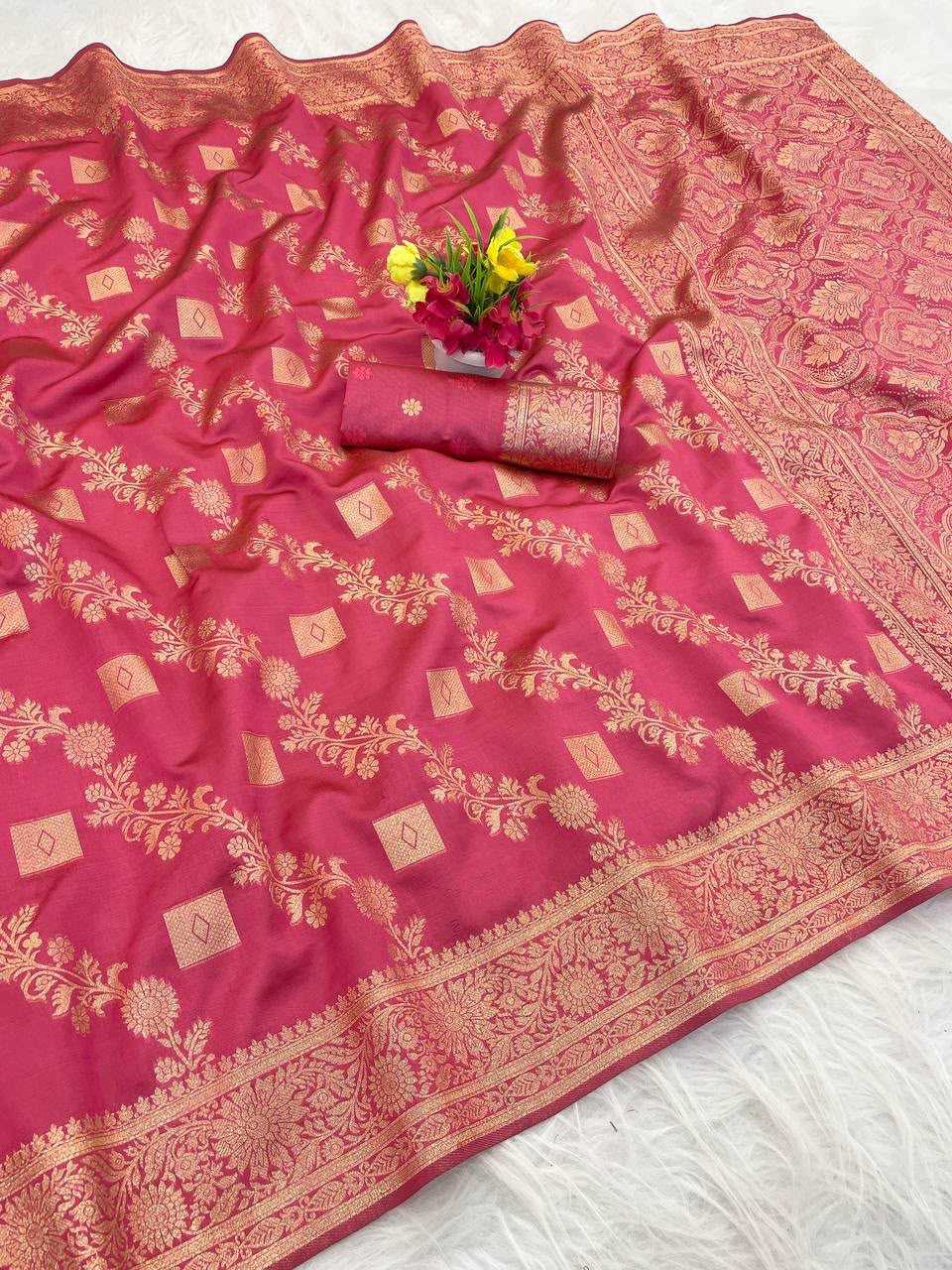 Banarasi Soft Silk Saree in Navy Blue