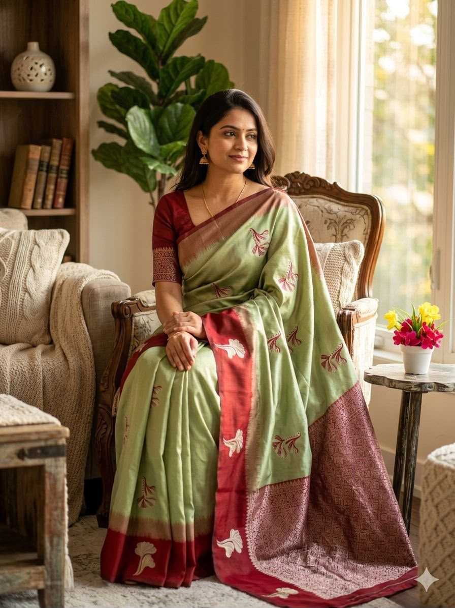 Banarasi Soft Silk Saree in Light Green