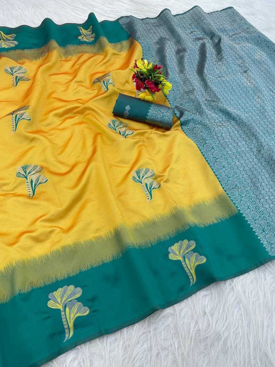Banarasi Soft Silk Saree in Light Green