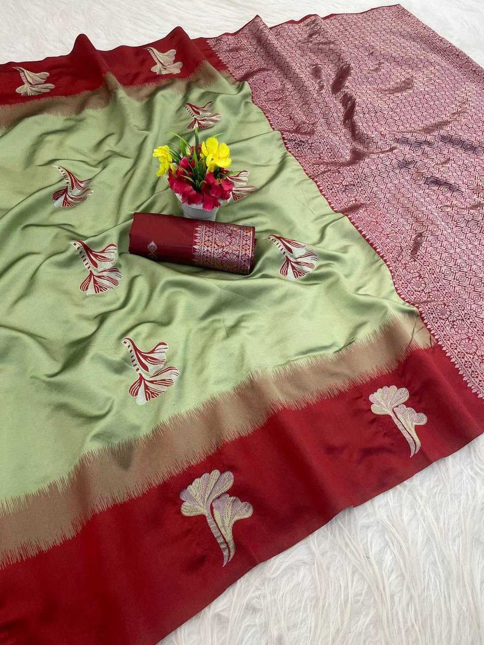 Banarasi Soft Silk Saree in Light Green