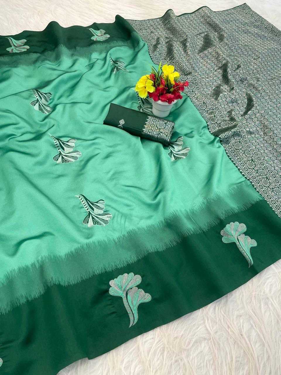 Banarasi Soft Silk Saree in Light Green