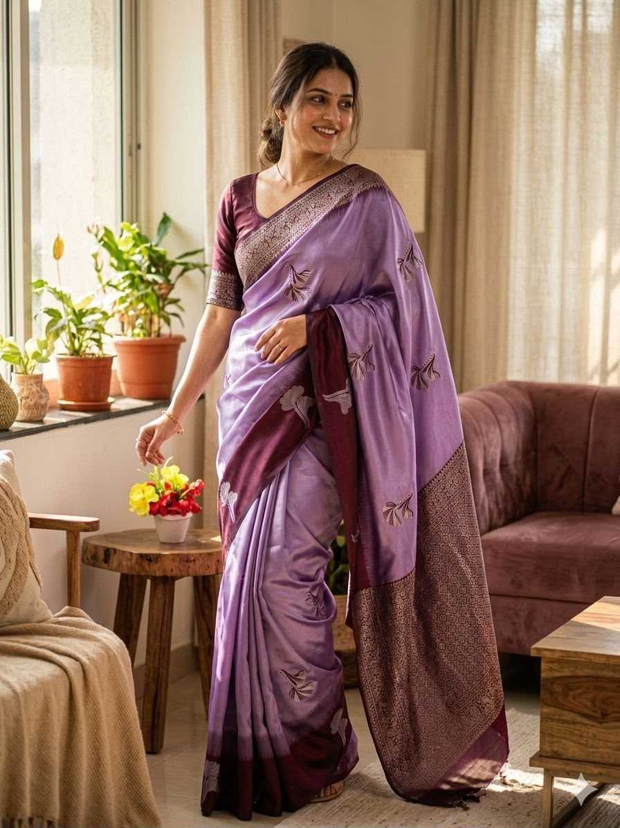 Banarasi Soft Silk Saree in Light Green