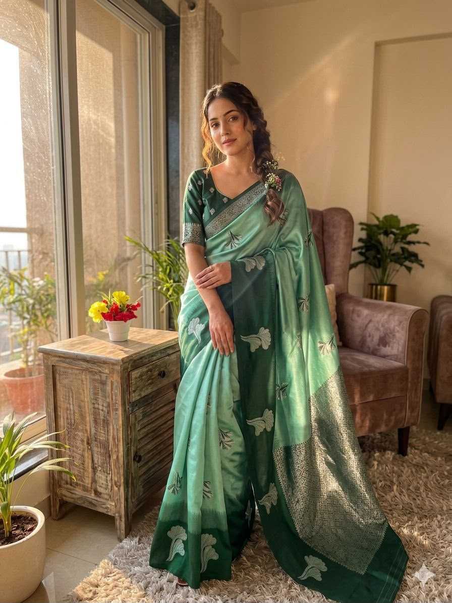 Banarasi Soft Silk Saree in Light Green
