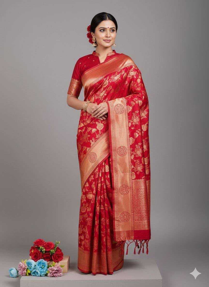 Lichi Silk Banarasi Saree in Violent Violet
