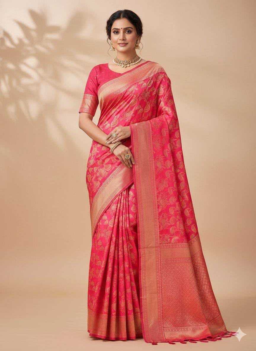 Lichi Silk Banarasi Saree in Violent Violet