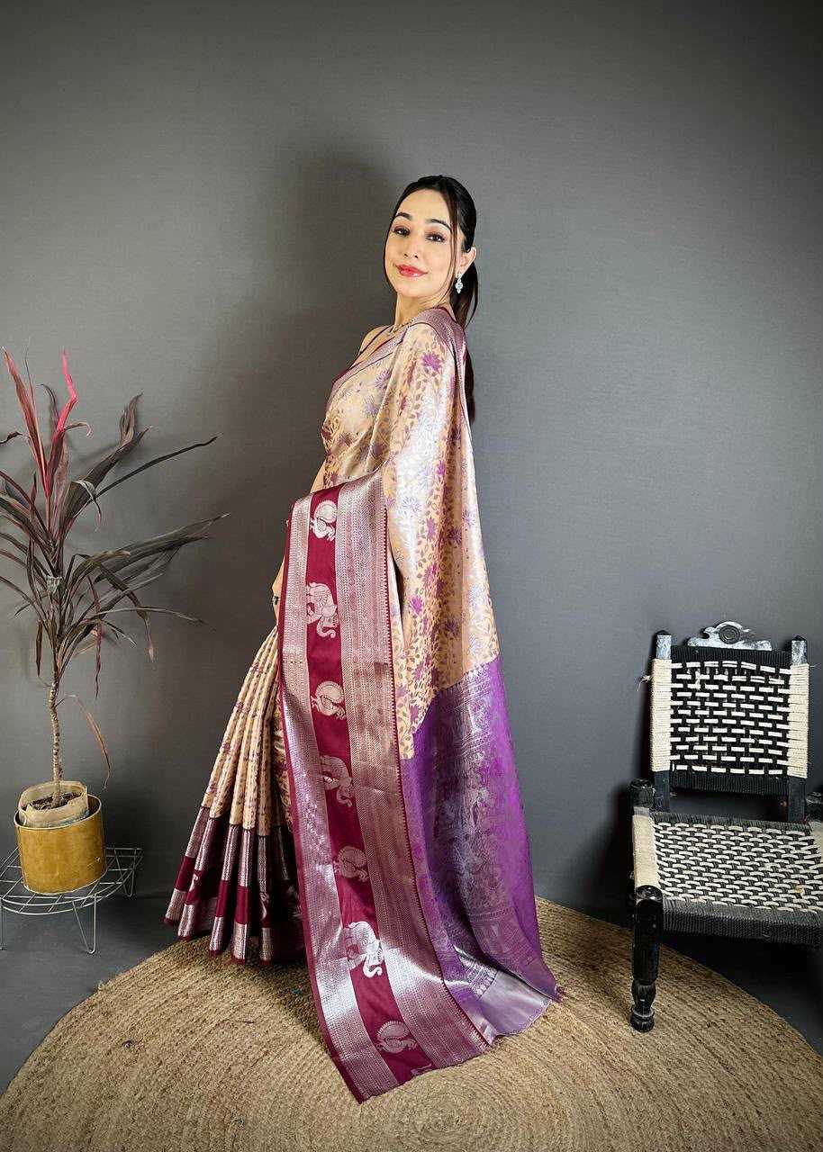 Kanjivaram Silk Designer Saree in Lavender
