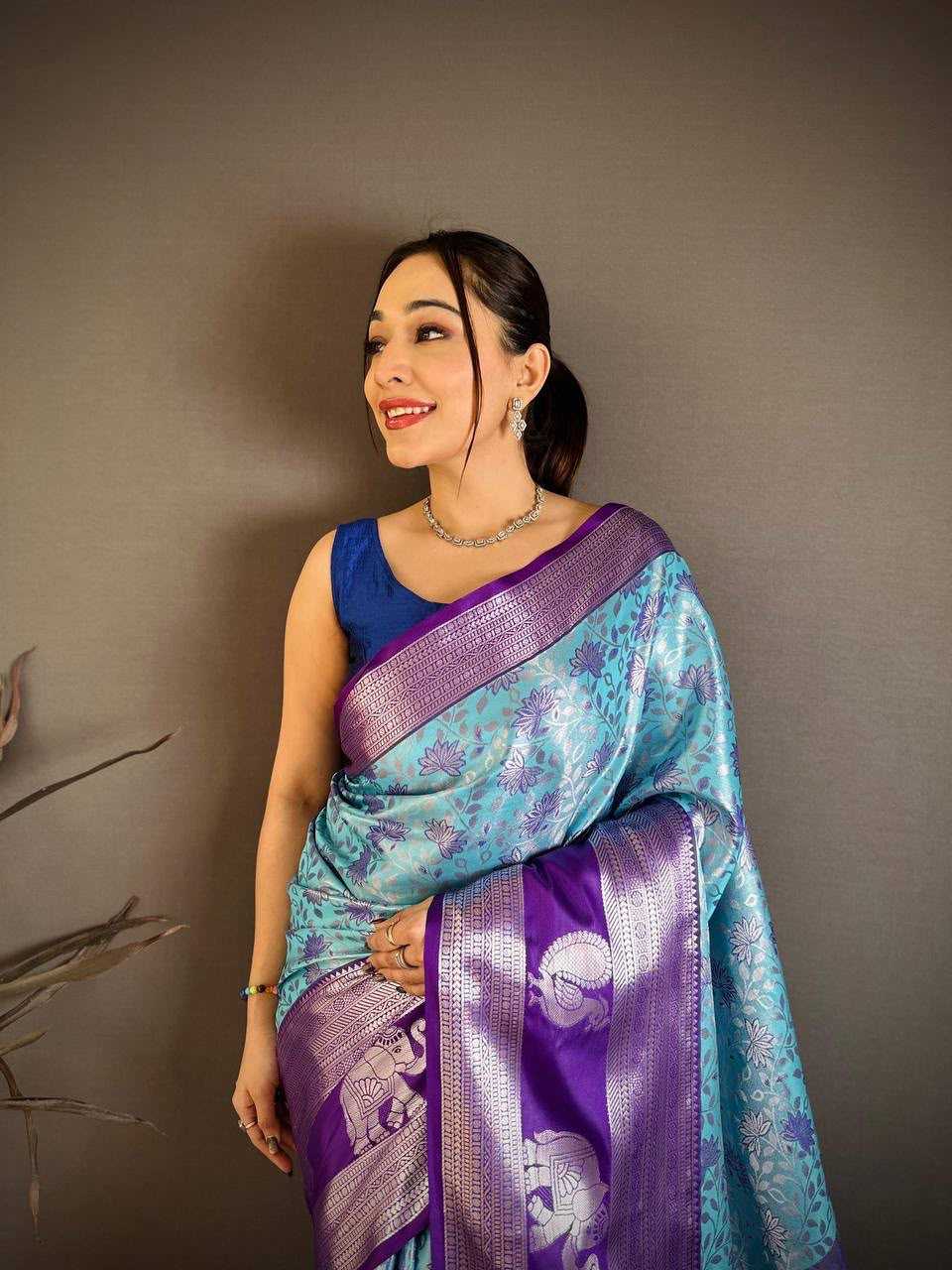 Kanjivaram Silk Designer Saree in Lavender