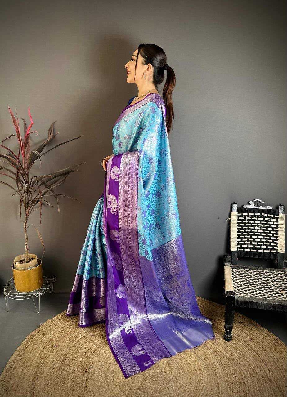Kanjivaram Silk Designer Saree in Lavender
