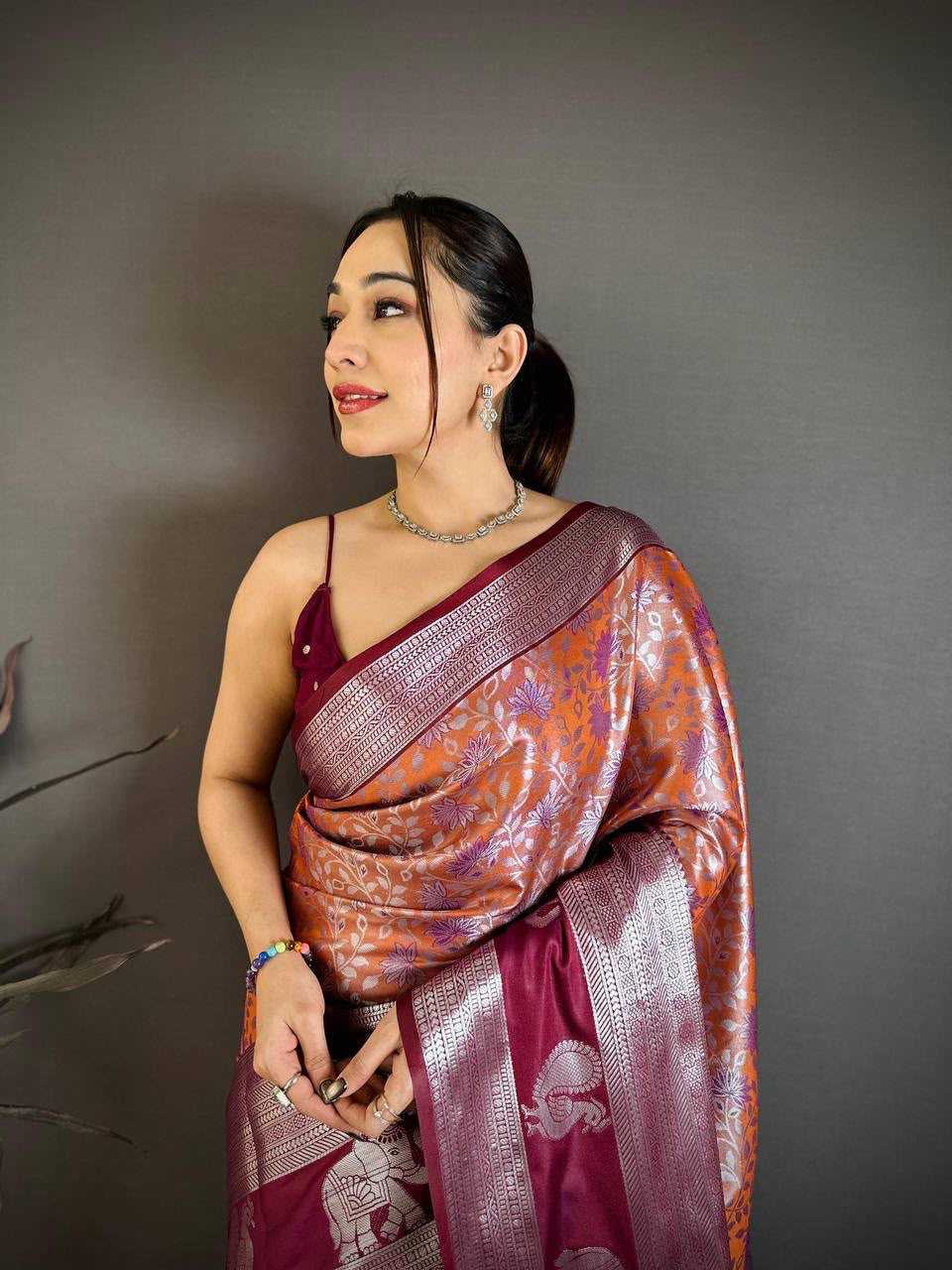 Kanjivaram Silk Designer Saree in Lavender