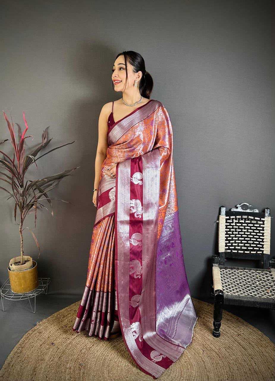 Kanjivaram Silk Designer Saree in Lavender