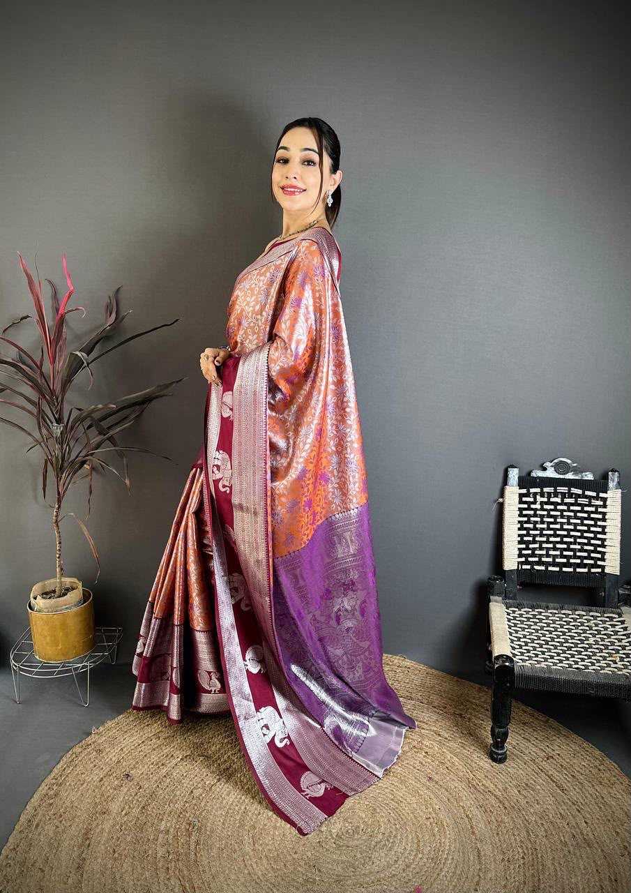 Kanjivaram Silk Designer Saree in Lavender
