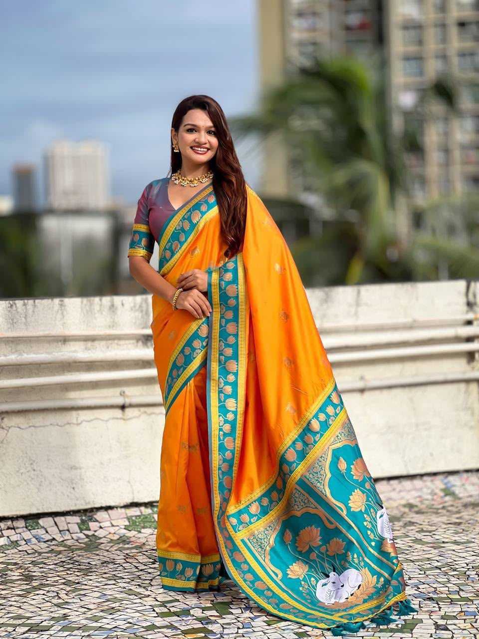 Cow Premium Silk Designer Saree