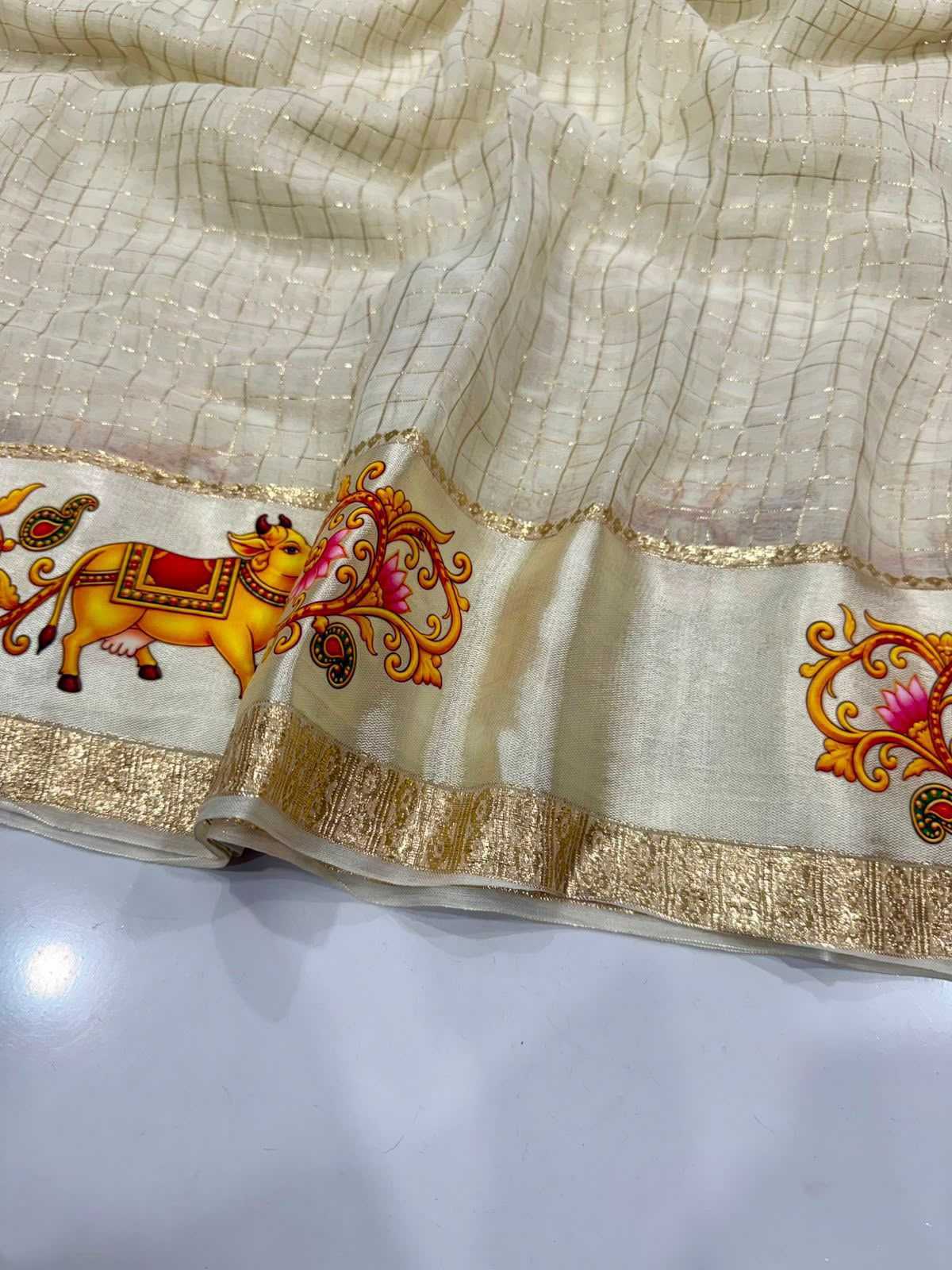 Digital Viscouse Crushed Georgette Saree