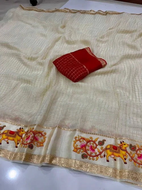 Digital Viscouse Crushed Georgette Saree