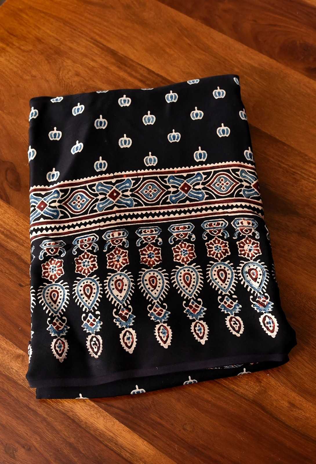 Crepe Silk Ajrakh Saree