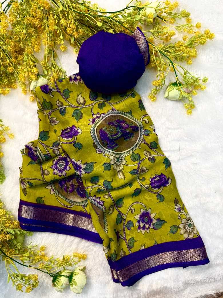Dull Moss Designer Saree