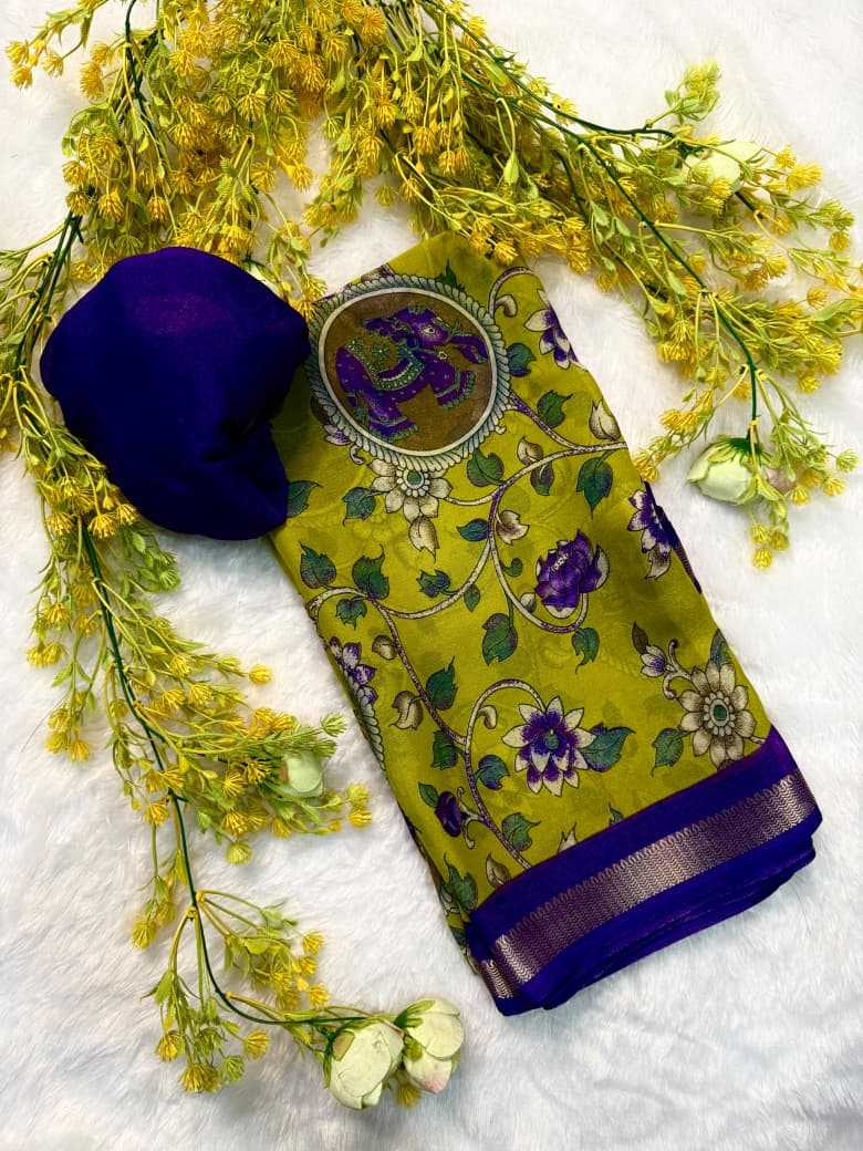 Dull Moss Designer Saree