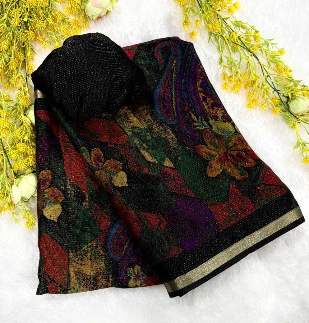 Eesha Chinon Silk Traditional Saree in Black