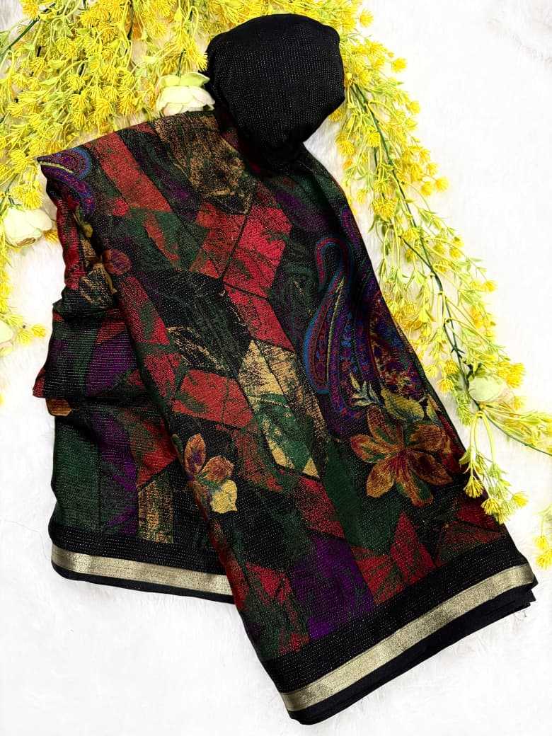 Eesha Chinon Silk Traditional Saree in Black