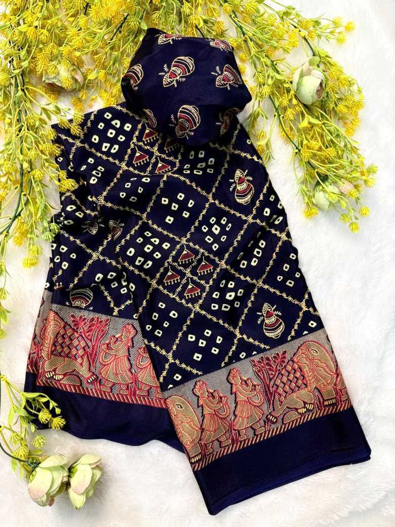 Crepe Silk Ajrakh Saree