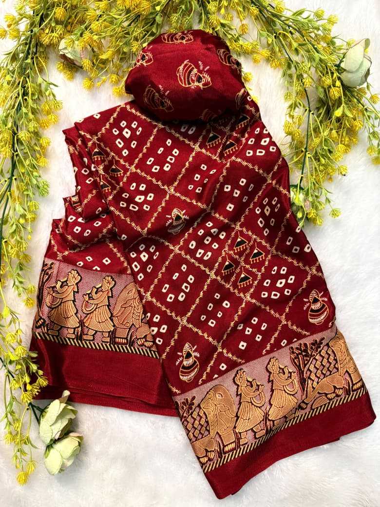 Crepe Silk Ajrakh Saree