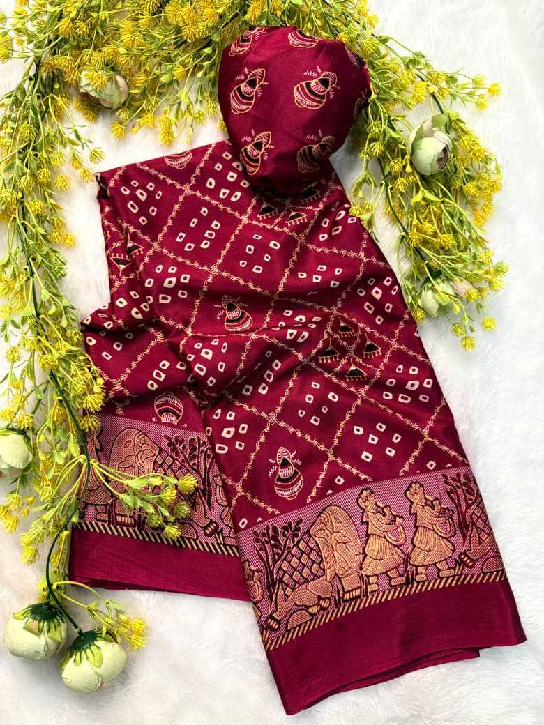 Crepe Silk Ajrakh Saree