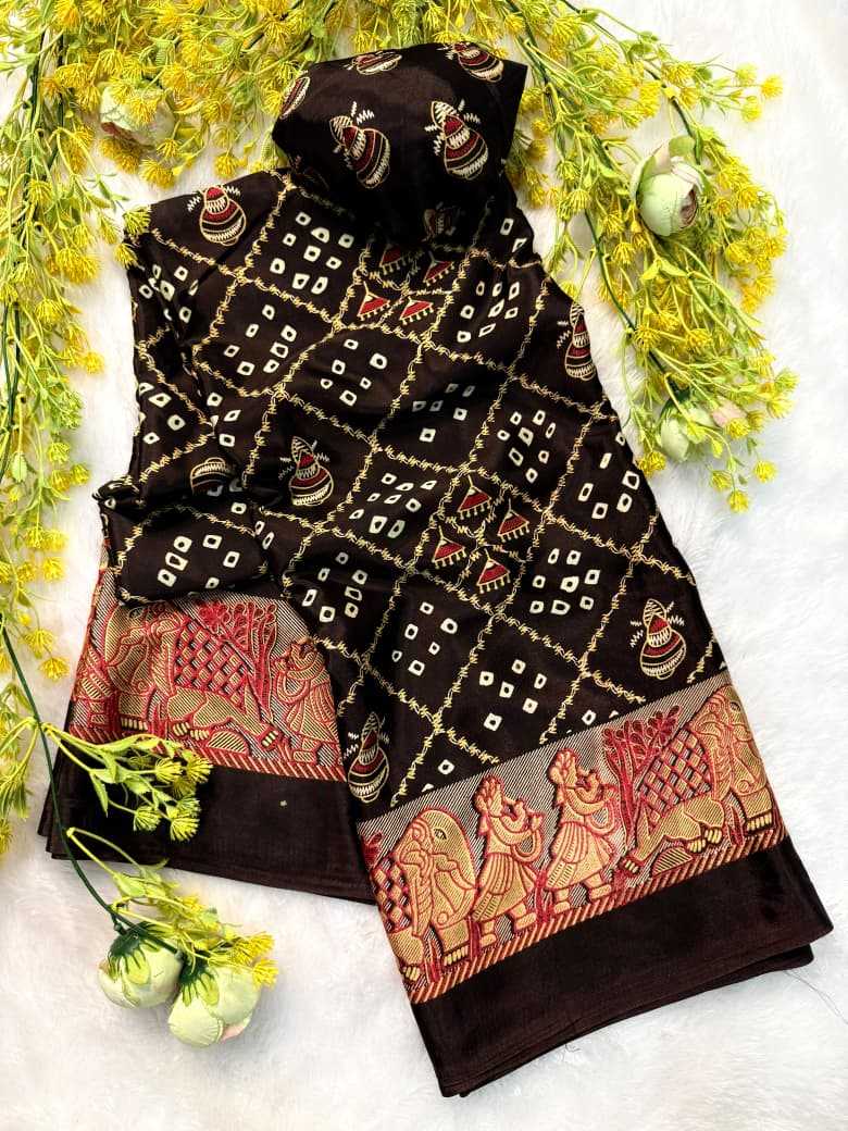 Crepe Silk Ajrakh Saree