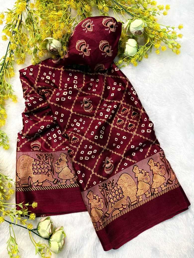 Crepe Silk Ajrakh Saree