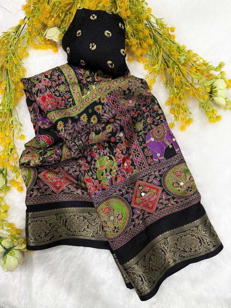 Crepe Silk Ajrakh Saree