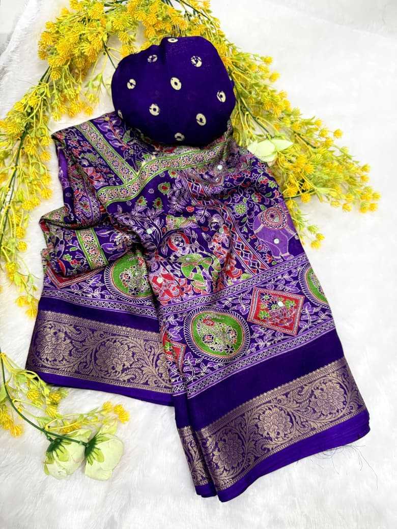 Crepe Silk Ajrakh Saree