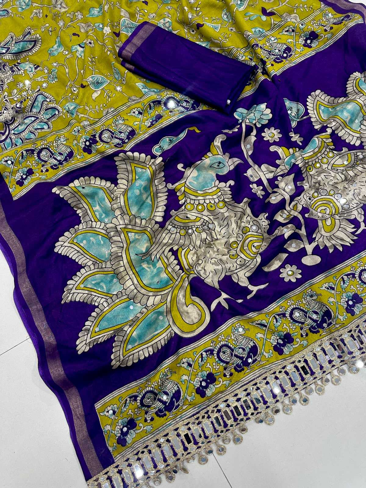 Cotton Mirror Work Saree