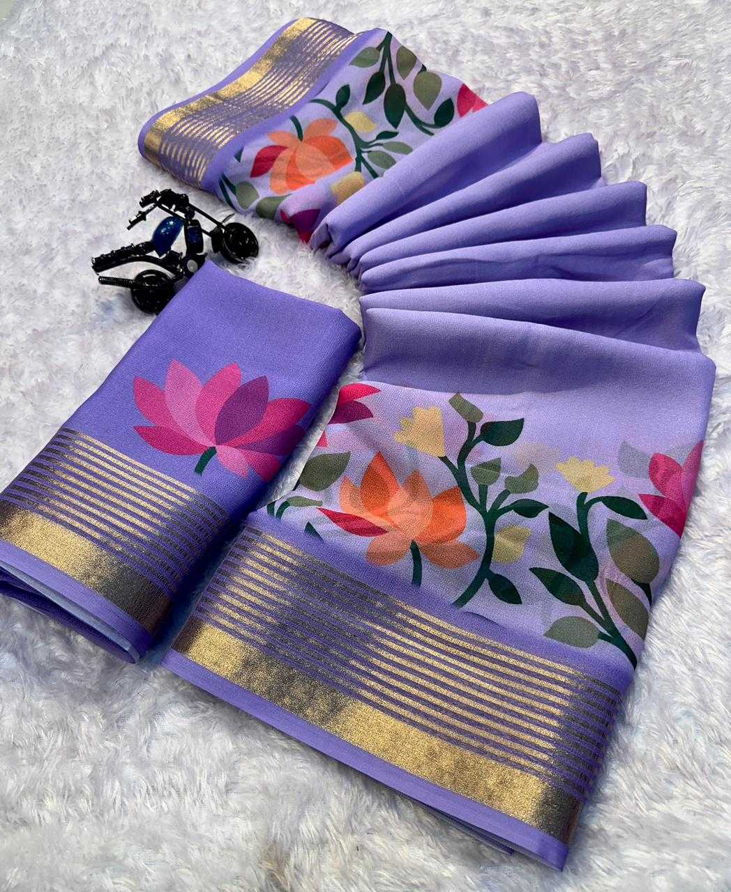 Devina Premium Georgette Designer Saree in Lavender
