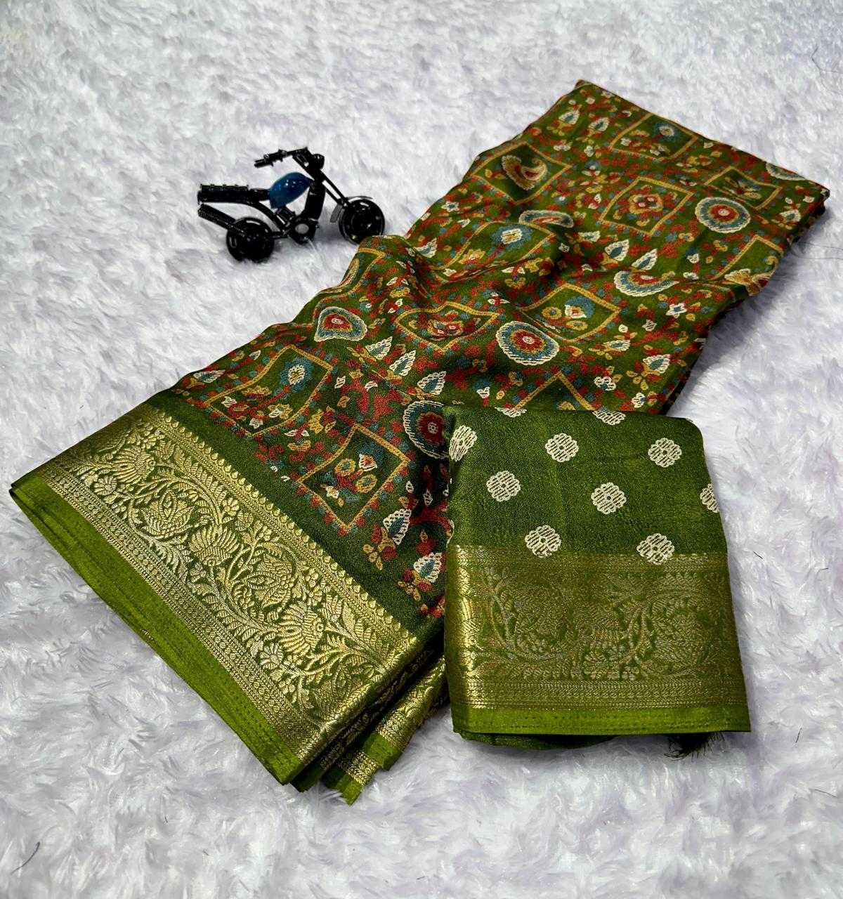 Hasti Premium Georgette Designer Saree in Dark Green