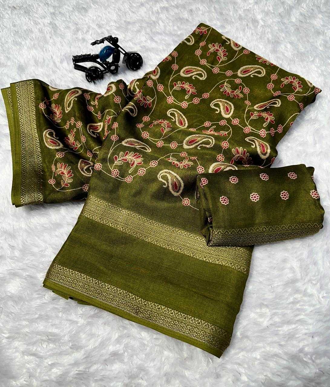 Hasti Premium Georgette Designer Saree in Dark Green