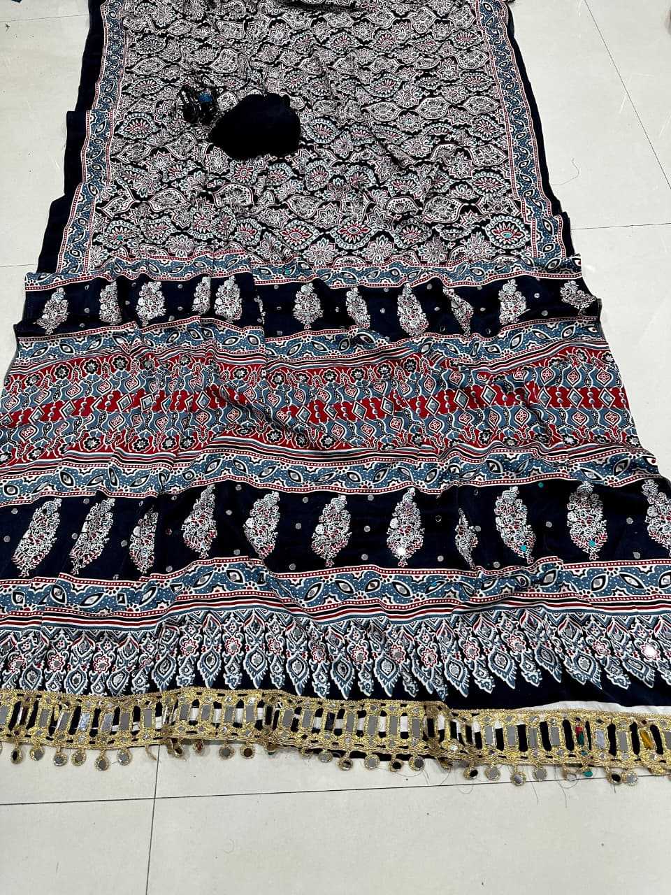 Satin Ajrakh Saree