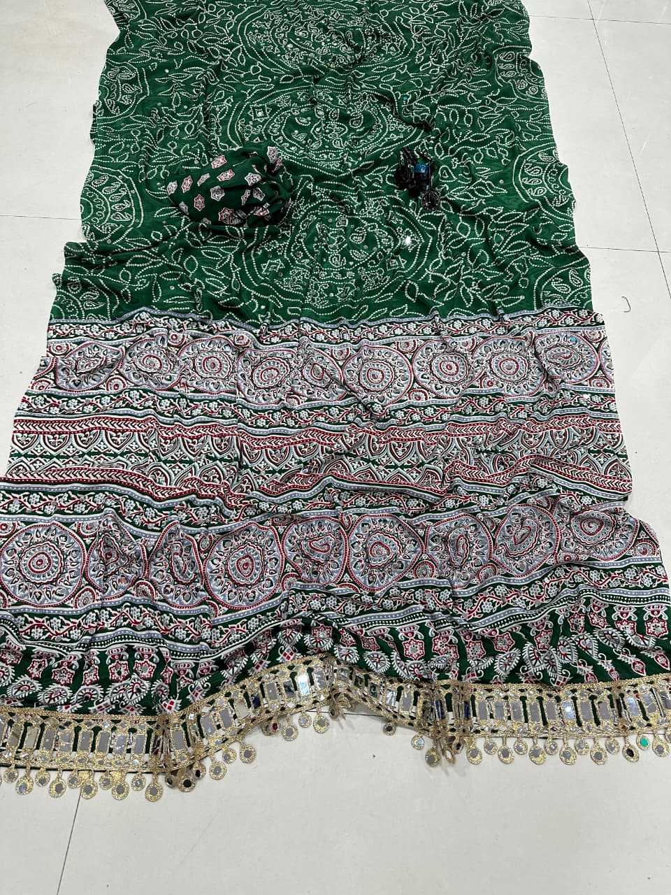Satin Ajrakh Saree