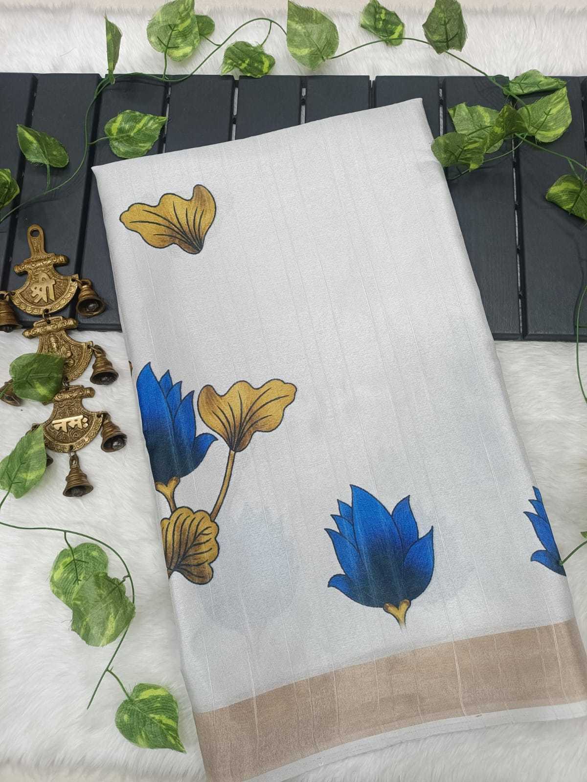 Advika Tussar Silk Printed Saree in Beige