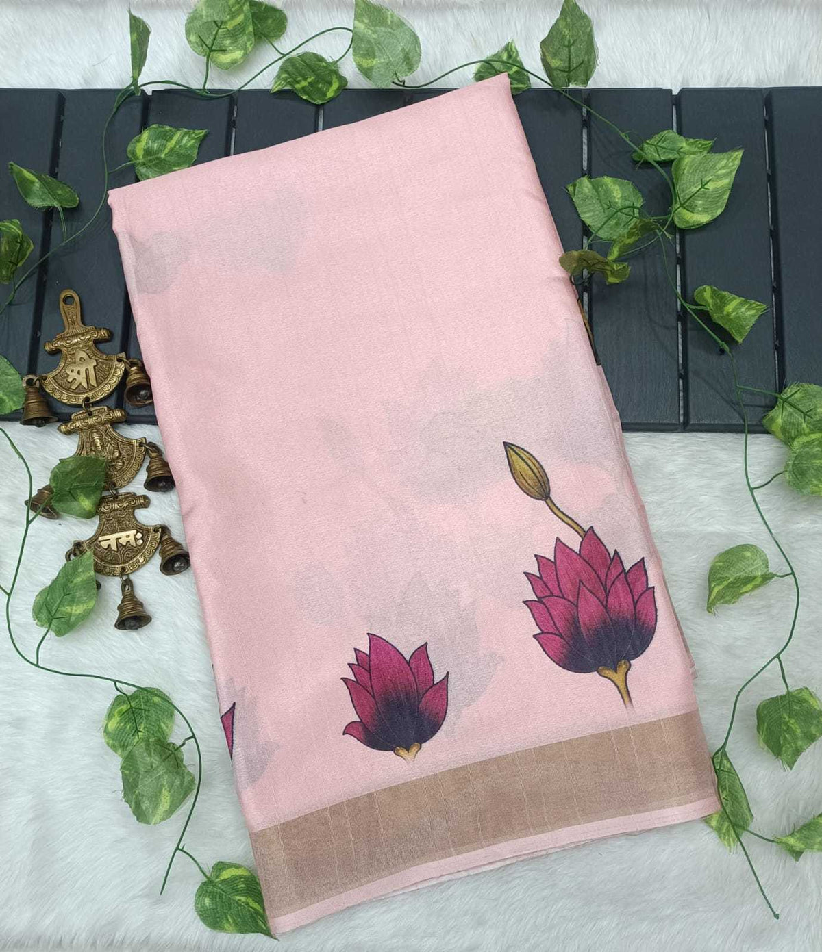 Advika Tussar Silk Printed Saree in Beige