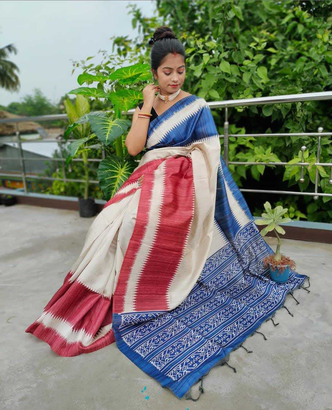 Amaira Tussar Silk Saree in Violet