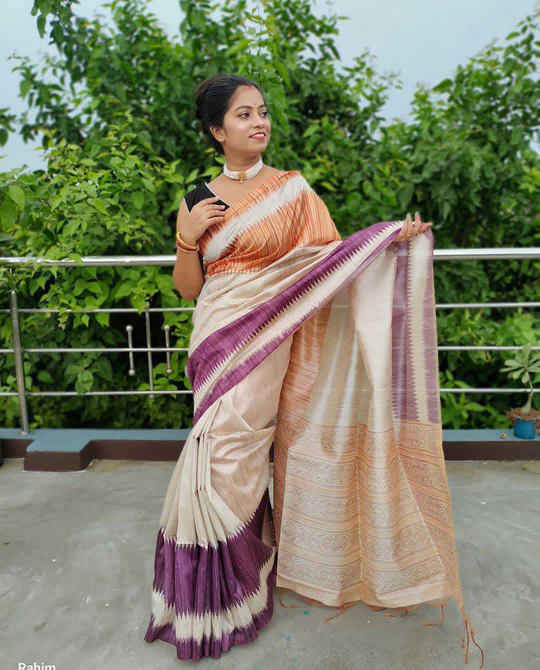 Amaira Tussar Silk Saree in Violet