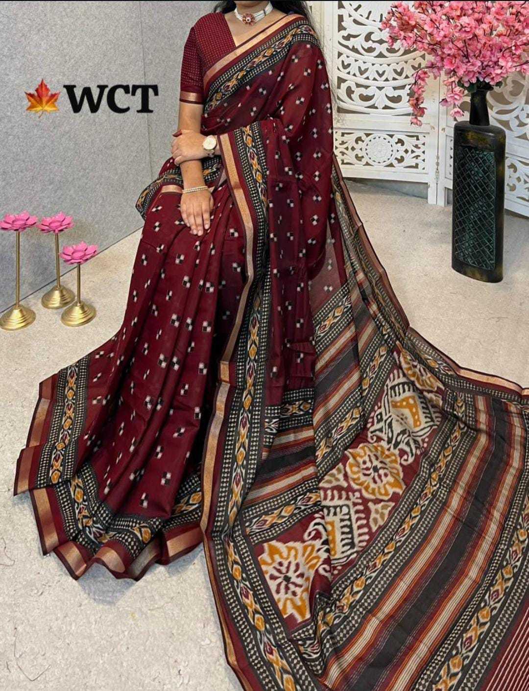 Anaya Soft Cotton Designer Saree in Maroon